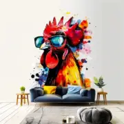 Watercolor Chicken Decal Sticker - Charming Poultry with Glasses