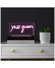 JONATHAN Y Yass Queen Glam Acrylic Box USB Operated LED Neon Light