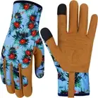 Leather Gardening Gloves for Women Thorn Proof for Digging Planting, Pruning
