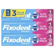 Fixodent Complete Original Denture Adhesive Cream, 2.4 oz, 3 Pack - SALE