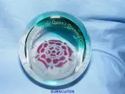 Queen Elizabeth II Caithness Glass Paperweight Coronation Celebration Tudor Rose