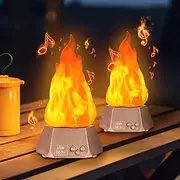 [Toodour] Outdoor Bluetooth Speakers Waterproof, 2 Pack Wireless Speaker Gift for Men Women, Bluetooth 5.4, Upgraded HD Stereo Sound Speakers with Flickering Flame for Patio Party Camping Bedroom Bar