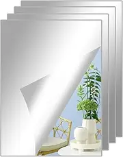 [BNPHSIN] 4 Pcs Stick on Mirrors for Walls, 30x20cm Self Adhesive Mirror, Acrylic Stick on Mirror Stickers, Flexible Tiles for Wall, Bathroom, Bedroom, Hallway Decoration(2mm Thick)