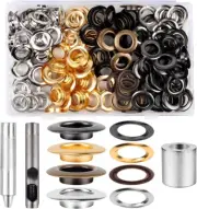 1/2Inch Grommet Kit 100 Sets Grommets Eyelets with 3 Pcs Install Tool Kit 4 Colo