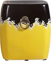 Ceramic Drum Table Decorative Garden stools, Decorative Ceramic Garden Stool, Glazed Quadrilateral Shoe Changing Stool Drum Stool, Suitable for Outdoor Garden, Living Room, Terrace,(Yellow)