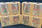 christmas glasses Mistletoe New In Box Set Of 8 Water Wine