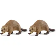 2x Schleich 3.7'' Beaver Wildlife Animal Action Figure Kids/Child Play Toy 3-8y