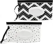 YUESUO 2 Pack Baby Wipe Dispenser, Reusable Travel Wet Wipe Pouch, Refillable Wipe Holder, Baby Wipe Container, Wipe Dispenser (Multicolor-A)