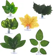 PENIKOKO 6pcs Simulation Leaves for Aquarium Decoration Artificial Plants with Suction for Betta Fish Resting Beds Vivid Landscape Design for Fish Tanks and Underwater Environments