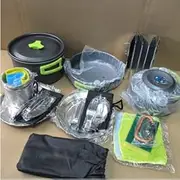 Camping Cookware Set, Portable Camping Mess Kit with Non-Stick PotsPans Set and Folding Fork, Lightweight Backpacking cookware Cooking Set for Outdoor/Camping/Hiking/Picnic