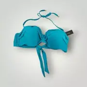 NATORI Swim Top Womens Large Blue Swimwear Bikini Halter Beach New