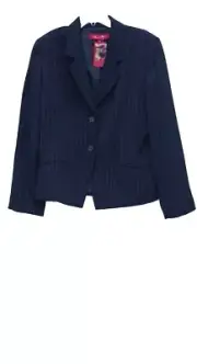 Anne Klein AK Resort Suit Jacket Sz 12 Black Pinstripe Dress Casual Blazer L NEW