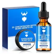 Beard Growth Oil & Beard Balm - Beard Growth Kit with 2X Concentration Biotin...