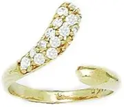 [JewelryWeb] 14ct Yellow Gold CZ Cubic Zirconia Simulated Diamond Top Adjustable Snake Shape Body Jewelry toe ring