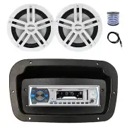 Pyle Marine Radio, Spa Bezel,Adapter, Antenna,Wire, 2x 6.5" 180W White Speakers