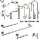 KYLINS Basin Mixer Pull Out Kitchen Tap Shower Round Towel Rail Brushed Nickel