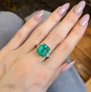 2.00 Ct Natural Cut Emerald Wedding Diamond Ring14K solid white gold