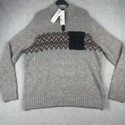 Smartwool Sweater Mens 2XL Heavy Henley Gray Aztec Merino Wool Alpaca NWT $190