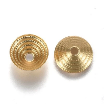 50pcs 9mm Golden Long-Lasting Plated Cone Bead Caps