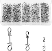 Alwonder 150-Pack Fly Fishing Snaps Twist Clips, 3 Sizes Stainless Steel Quick Change Lure Snaps No Knot Clip Quick Snap Fast Snap Lure Connector for Flies Jigs Lures Fishing Clips Swivels Tackle CS