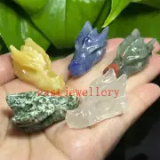 5pcs Natural Mixed Dragon Skull Quartz Crystal Carved Skull Reiki Healing 1.4"