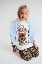[Cotton On Kids] Cotton On Kids - Rolling Stones Shoulder Short Sleeve Tee - Lcn bra rolling stones/vanilla 9-10 LCN BRA ROLLING STONES/VANILLA