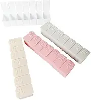 Pill Organizer,3 Pieces 7 Days Pill Cases Travel Daily Pill Box,Medicine Organizer Pill Box 7 Day Pill Organizer Weekly for Fish Oil,Calcium Tablets Wait Supplements (Pink+Beige+White)