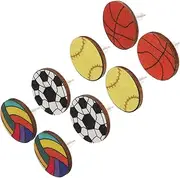 [HANABASS] 8 Pairs Wooden Earrings Sport Ball Modeling Ear Studs Earrings for Teen Sport Ball Ear Studs Earrings for Studs Earrings for Women Earrings Studs Earrings Jewelry