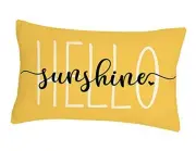 Hello Sunshine Pillow Cover Farmhouse Lumbar Pillow Cover Spring Summer Yellow