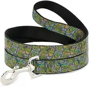 Buckle-Down"Classic TMNT Expression & Pose Turtle Shell Collage Lavender" Pet Leash, 6'-1/2"