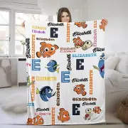 Personalized Disney Finding Nemo Blanket, Custom Name Pixar Finding Dory Baby