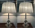 PAIR of NEW Bedside Table LAMPS with CRYSTALS on STEM