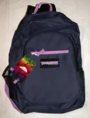 New TRAILMAKER CLASSIC Navy Blue & Lavender Backpack 17" NWT Side Water Pockets