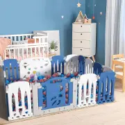 Advwin Baby Playpen Foldable Toddler Fence Room, Blue / 16Panels