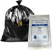 Garbage Bags 240L, 135 x 113 cm - 1 Pack of 25pcs Black Rubbish Bin Liners - 23 microns Medium Thickness - Waste Bags for Kitchen, Bathrooms, Household & Cleaning