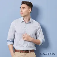 在飛比找momo購物網優惠-【NAUTICA】男裝 百搭條紋吸濕排汗長袖襯衫(白)