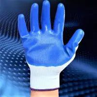 在飛比找momo購物網優惠-藍色 加厚耐磨 13針尼龍手套(12雙/包 丁腈手套 防滑工