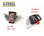 BLACK & DECKER 9pc Combination Ring Open End Spanner Wrench Set: Metric/Imperial