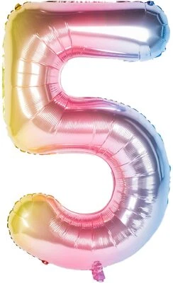 40" Unicorn Pink Gradient Baby Birthday 5 Month Number Float Balloon Princess