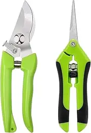 2 PCS Pruning Shears for Gardening, Stainless Steel Garden Clippers with Non-slip Handle, Garden Scissors for Cutting Flower Trimming Plant Branch Herb and Picking Fruits