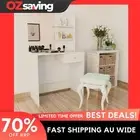 makeup table spacious drawer large mirror white engineered wood 75cm 4861