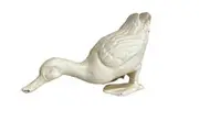 Mr Gecko Cast Iron Duck Drinking Antique White Decor Figurine Statue