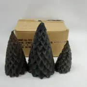 Christmas Tree Candles Set of 3 Figural Pine Tree 5" 6" 7" Scentless Decorative