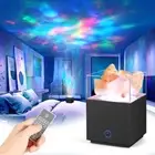 Himalayan Salt Lamp Projector Natural Crystal Rock Ocean Wave Night Light Remote
