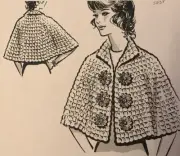 5538 Vintage CAPELET with daisy trim Pattern to Crochet (Reproduction) S-M-L
