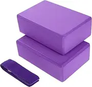 Outanaya 3Pcs Yoga Blocks Set with Strap Foam Yoga Block and Stretch Strap for Beginners for Flexibility Balance and Strength Training Compact and Portable Exercise Accessories
