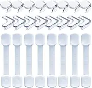 Waltool 24Pcs Rubber Clear Corner Protector and Safety Cabinet Locks Kit, L-Shaped and Ball Shape Baby Proofing Edge Guards with Adhesive Strap Locks for Table Cupboard Drawers Furniture Fridge
