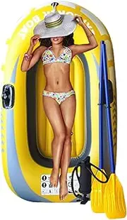 1/2 Person Inflatable Boat - Rowing Inflatable Rafts, Heavy Duty Fishing Air Kayak with Double Air Doors, Strong PVC Portable Boat Raft Kayak with 2 Paddles/Air Pump/Patch Pack for Adults