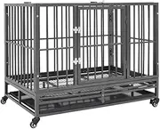Dog Cage with Wheels Steel Crate Playpen Kennel Puppy Supply Enclosure vidaXL