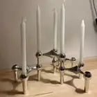 Metal Molecular Structure Candle Stand Silver Triangle Candlestick Gift